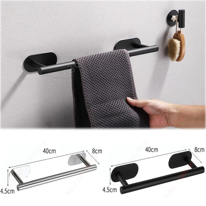 No Punching Wall Mounted Shower Towel Holder Rustproof Anticorrosion Stainless Steel Bathroom Kitchen Roll Paper Toilet Holder