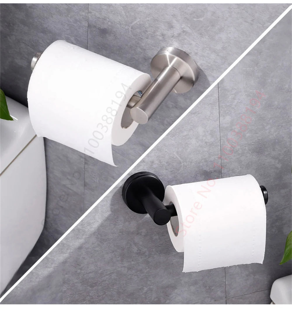 No Punching Wall Mounted Shower Towel Holder Rustproof Anticorrosion Stainless Steel Bathroom Kitchen Roll Paper Toilet Holder