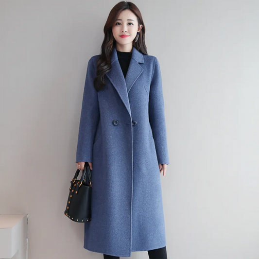 2022 New Thick Woolen Coat Women's New Autumn Long Loose Coat Female Warm Winter Single Breasted Overcoat Red Fashion 25