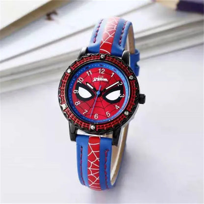 Spiderman Watches Boys Avenger Alliance Animation Cartoon Captain America Children Watch Leather Students Iron man Clock