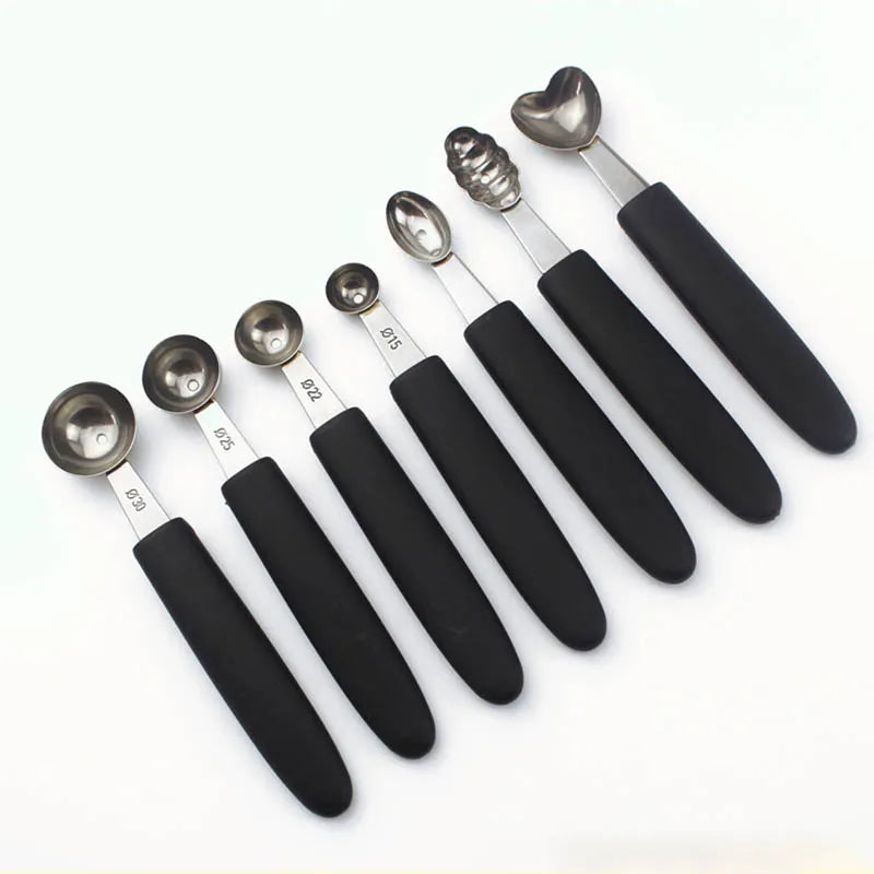 Multifunctional Single Head Stainless Steel Fruit Dig Ball Spoons Portable Ice Cream Spoons  Melon Scoops Kitchen Tools