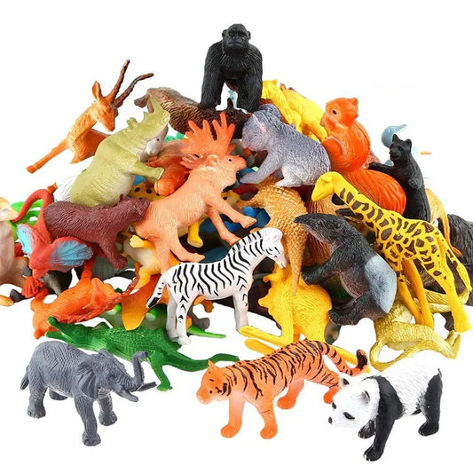 5-53Pcs/set Animal Toy Simulation Mini Jungle Dinosaur Wildlife Model Wild Zoo Plastic Collection KidsModel Action Character Toy