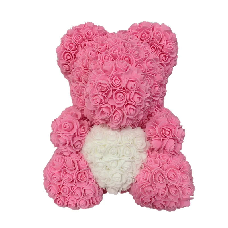 Rose Bear Heart Artificial Flower Rose Teddy Bear For Women Valentine's Wedding Birthday Christmas Gift