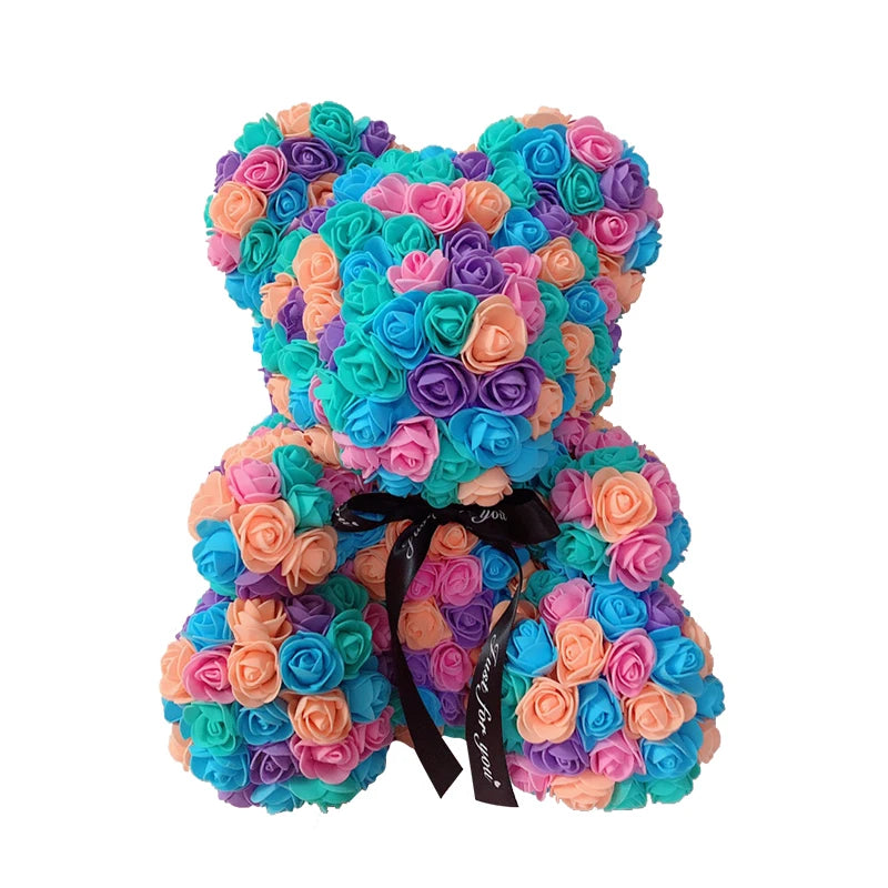 Rose Bear Heart Artificial Flower Rose Teddy Bear For Women Valentine's Wedding Birthday Christmas Gift