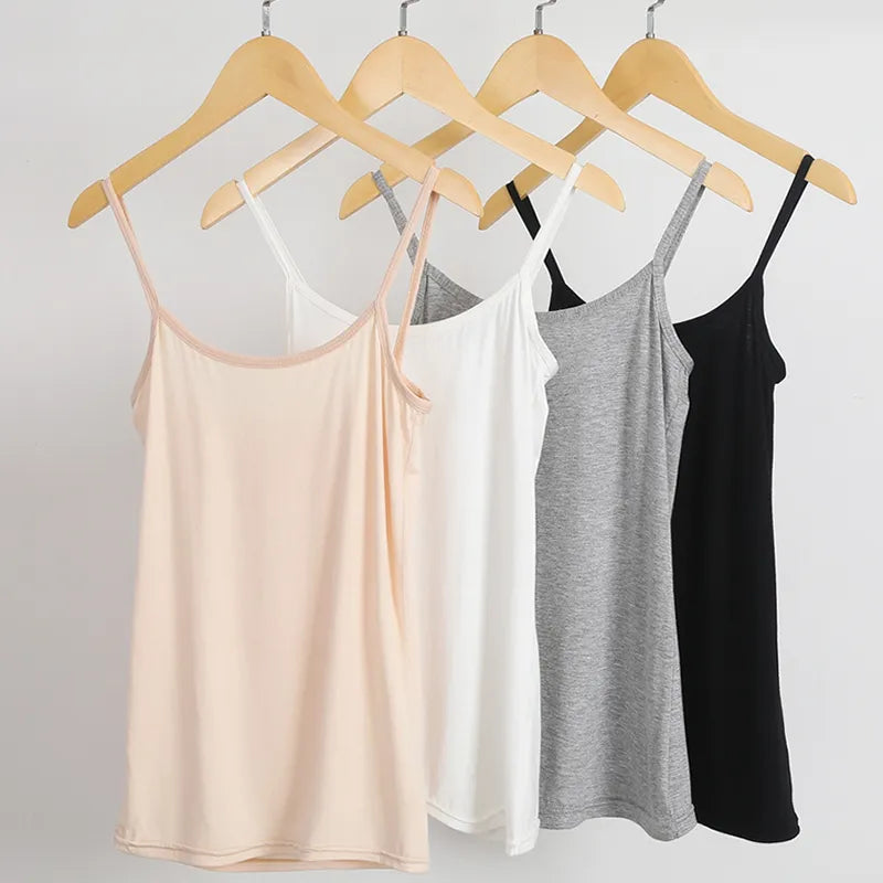 Women Camisoles Summer Girl Sexy Strap Cotton Sleeveless Thin Camisole Vest Solid Top All-match Base Vest Tops Female Undies