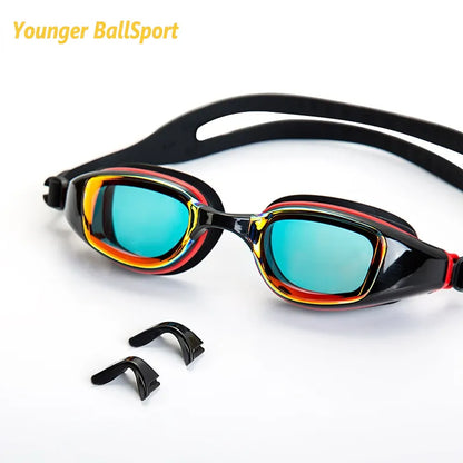 Professional Swimming Goggles Men and Women Silicone Colorful Electroplating Adult Replacement Nose Bridge Goggles Waterproof