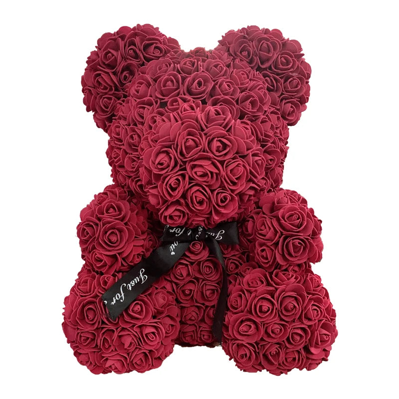 Rose Bear Heart Artificial Flower Rose Teddy Bear For Women Valentine's Wedding Birthday Christmas Gift