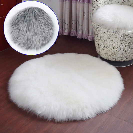 30cm Soft Faux Fur Rug Sofa Chair Desk Pad Household Bedroom Warm Mat  Round Plush Carpet Floor Mats Home Decorations