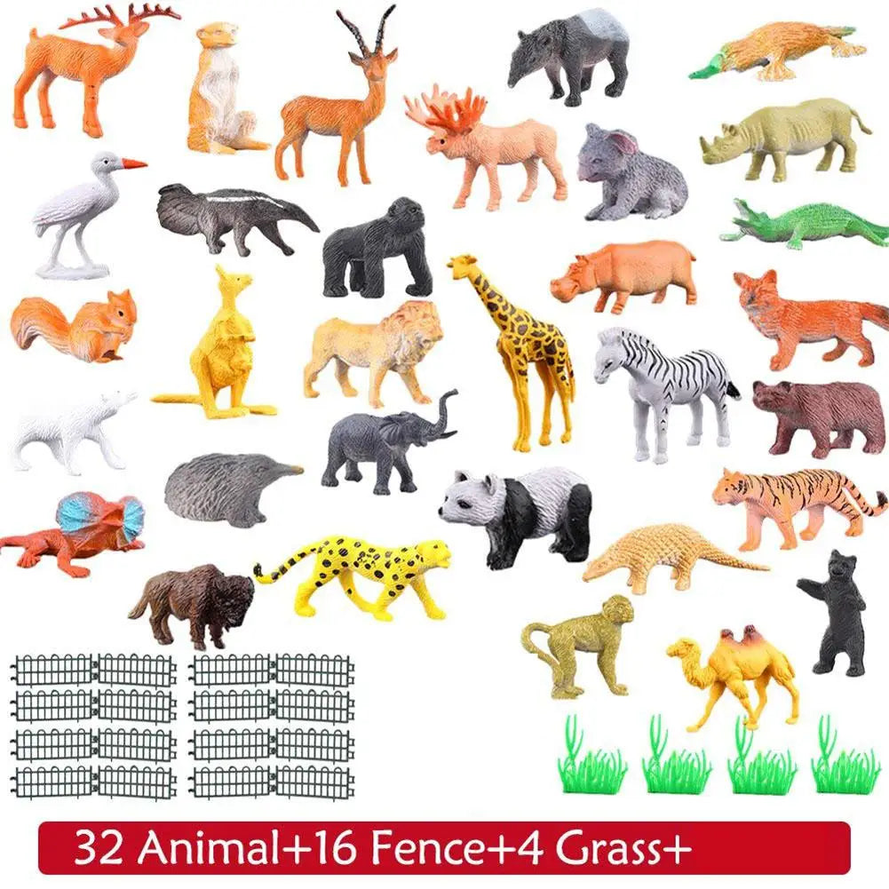 5-53Pcs/set Animal Toy Simulation Mini Jungle Dinosaur Wildlife Model Wild Zoo Plastic Collection KidsModel Action Character Toy