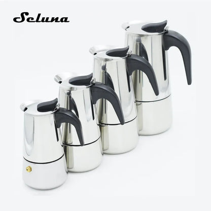 Stove Top Moka Coffee Pot Stainless Steel Filter Italian Espresso Coffee Maker 100/200/300/450ML Percolator Tool Mocha Cafetiere