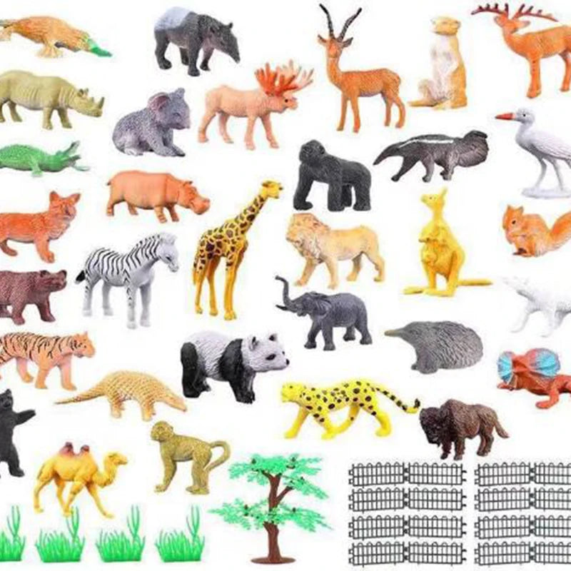 5-53Pcs/set Animal Toy Simulation Mini Jungle Dinosaur Wildlife Model Wild Zoo Plastic Collection KidsModel Action Character Toy