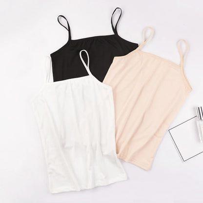 Women Camisoles Summer Girl Sexy Strap Cotton Sleeveless Thin Camisole Vest Solid Top All-match Base Vest Tops Female Undies