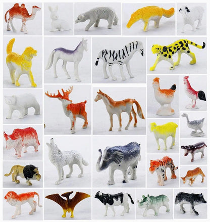 60Pcs Mini Simulation Animal Set Solid Wild Animal Lion  Dinosaur Model Toy Fashion Home Decoration Crafts For Kids Gift