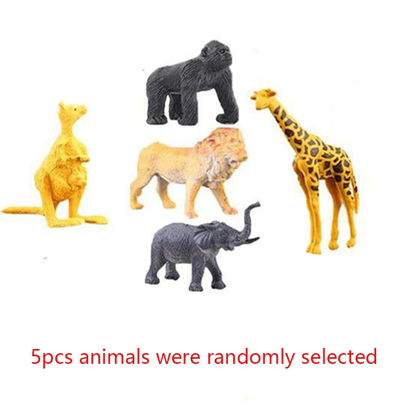 5-53Pcs/set Animal Toy Simulation Mini Jungle Dinosaur Wildlife Model Wild Zoo Plastic Collection KidsModel Action Character Toy