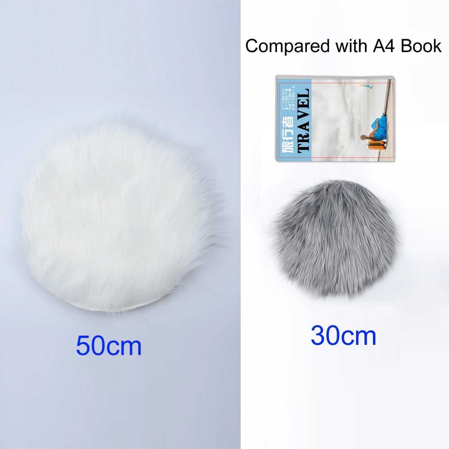 30cm Soft Faux Fur Rug Sofa Chair Desk Pad Household Bedroom Warm Mat  Round Plush Carpet Floor Mats Home Decorations