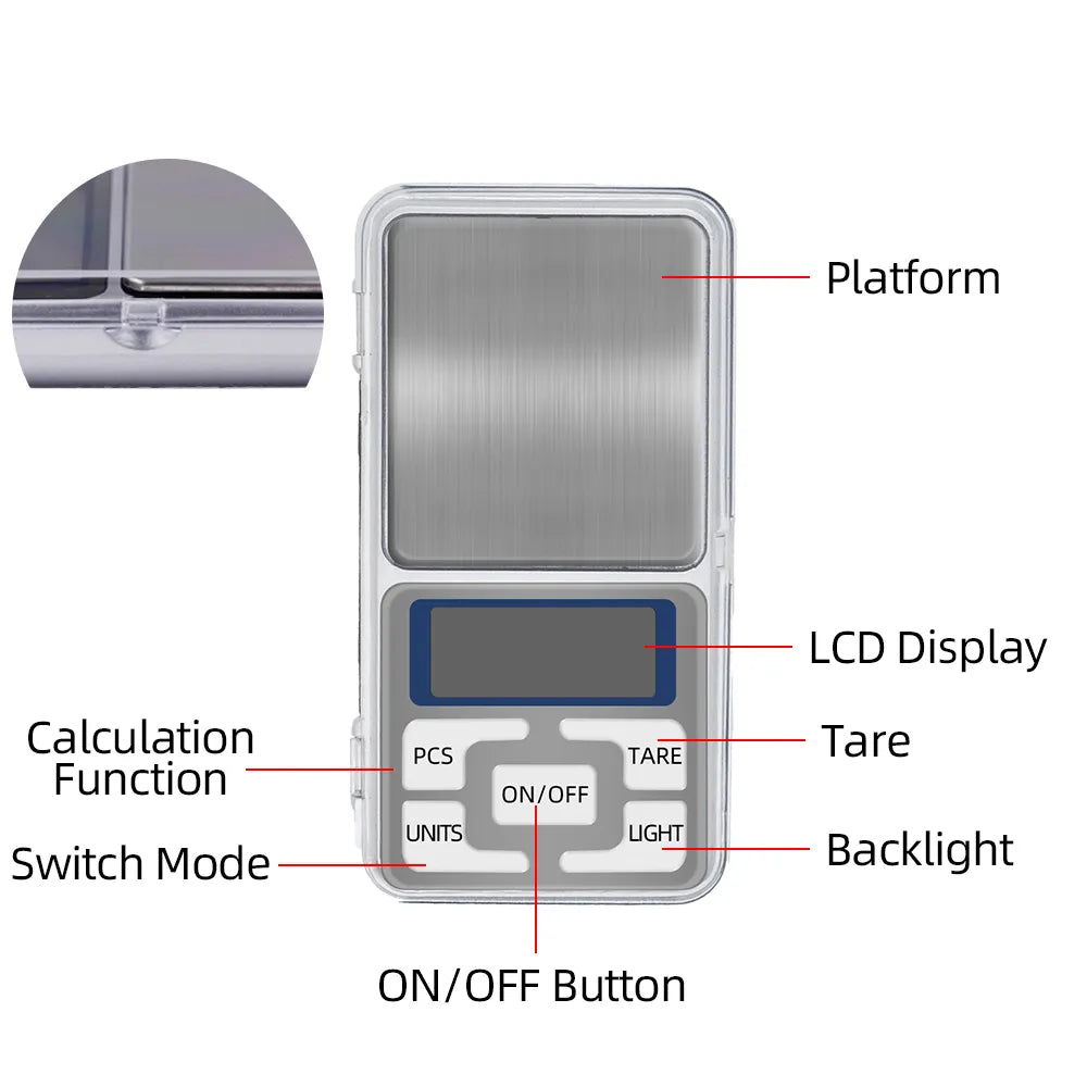 Jewelry Scales Weight Diamond Balance Kitchen Weighing Digital Pocket Mini Scale Bathroom 100g/200g/300g/500g/1000g 0.01g 0.1g