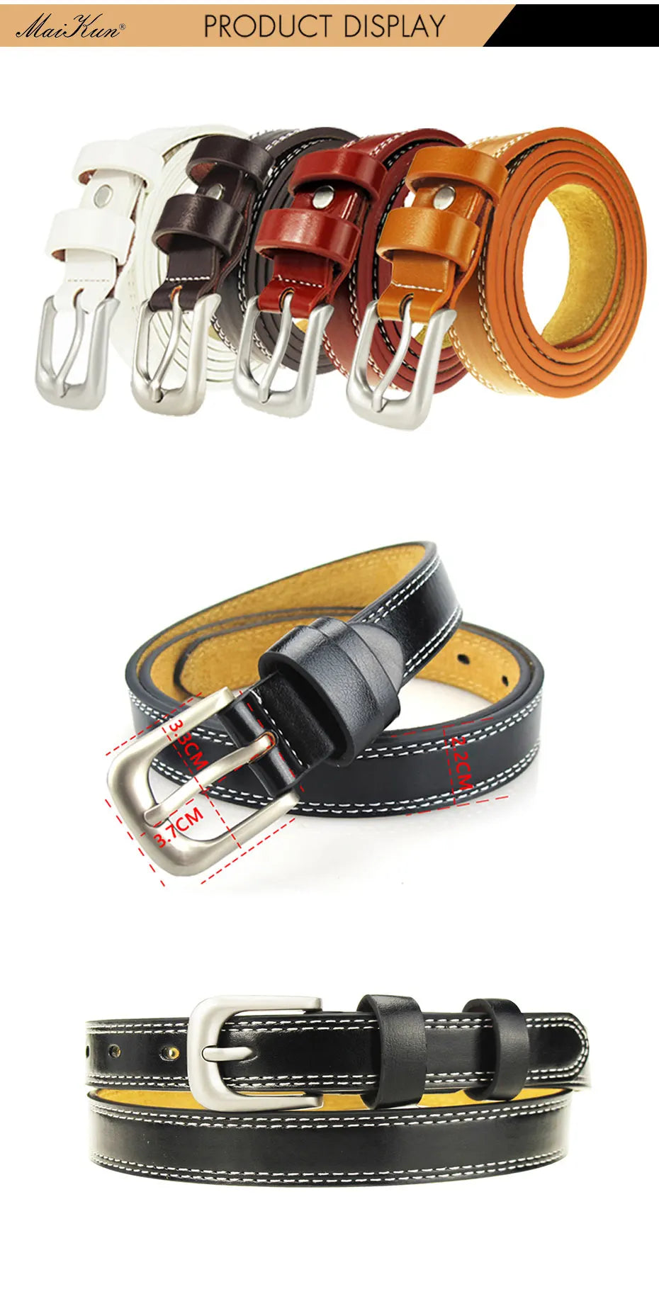 3PCS Combination Sale Maikun Belts for Women Vintage Pin Buckle Belts Women Fashion Leather Belt