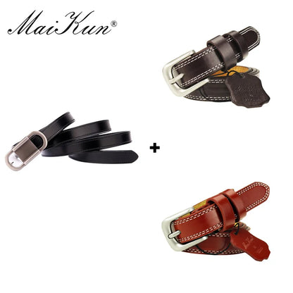 3PCS Combination Sale Maikun Belts for Women Vintage Pin Buckle Belts Women Fashion Leather Belt