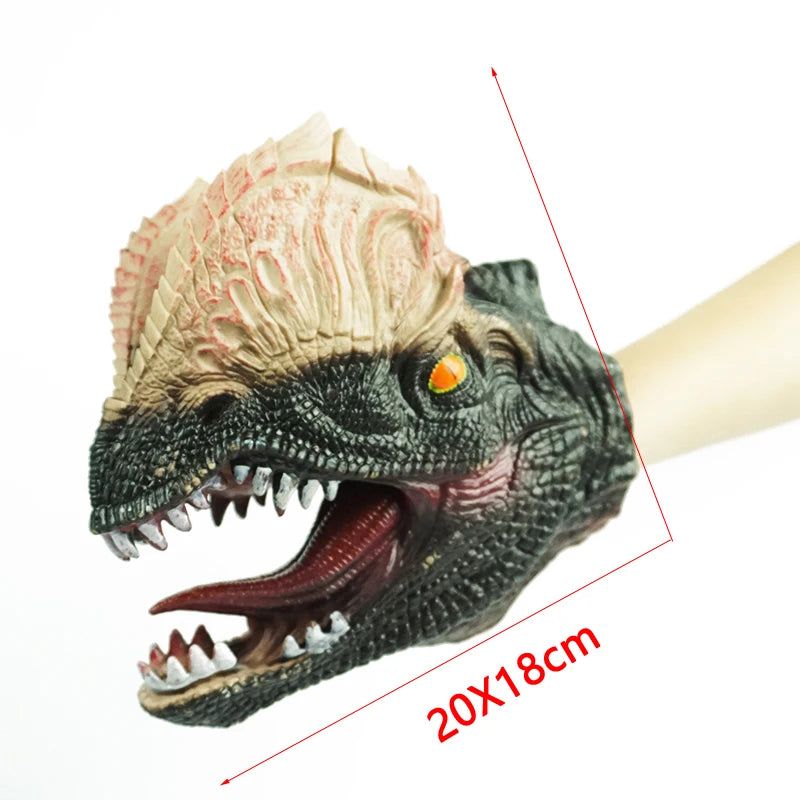 Soft vinyl rubber dinosaur head hand puppet figure children's toy gloves model gift children small dinosaur set of toy gloves