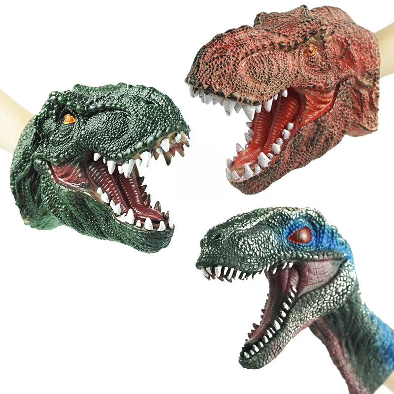 Soft vinyl rubber dinosaur head hand puppet figure children's toy gloves model gift children small dinosaur set of toy gloves