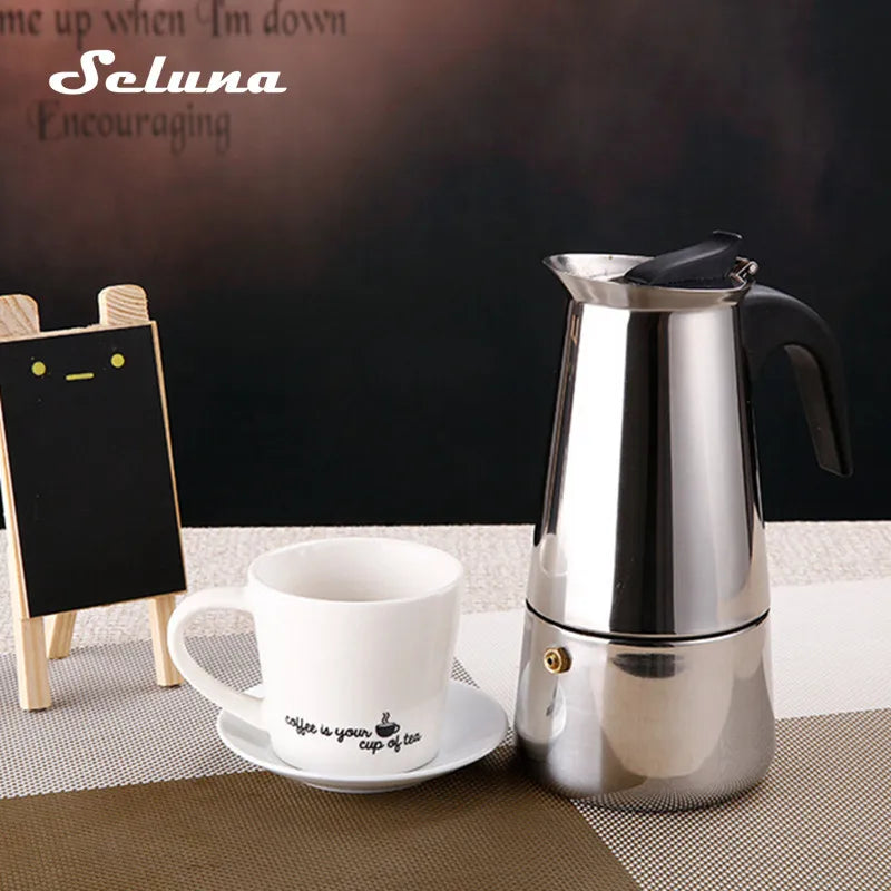 2/4/6/9 Cup Moka Coffee Maker Pot Stainless Steel Espresso Maker Latte Italian Stovetop Filter Mocha Moka Coffee Pot for Barista