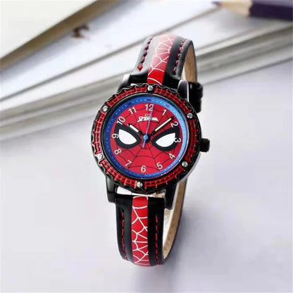 Spiderman Watches Boys Avenger Alliance Animation Cartoon Captain America Children Watch Leather Students Iron man Clock