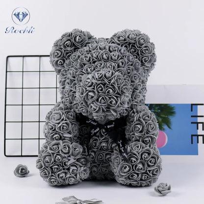 25cm Rose Bear Artificial Flowers Girlfriend Anniversary Christmas Valentine's Day Gift Birthday Present For Wedding Party