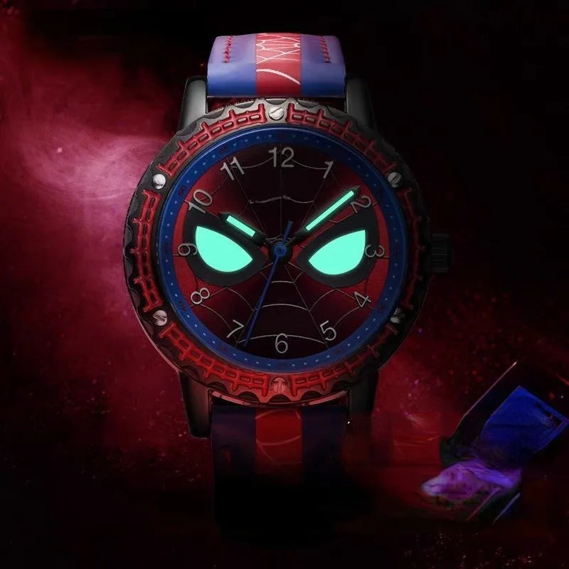 New Marvel Spider-Man Cartoon Animation Waterproof Children's Watch Trendy Durable Pointer Simple Electronic Watch Creative Gift