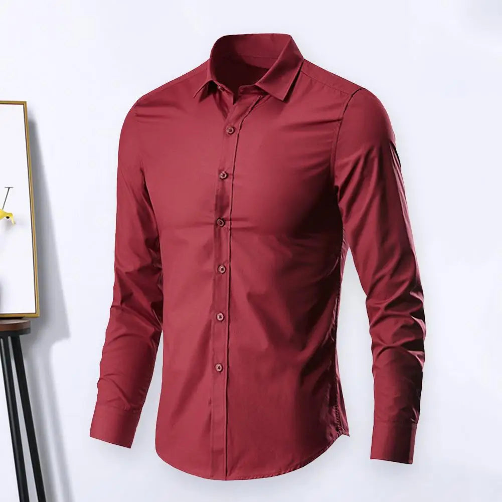 Shirt Button Slim Fit Dress-up Casual Lapel Men Spring Shirt   Men Spring Shirt  for Work