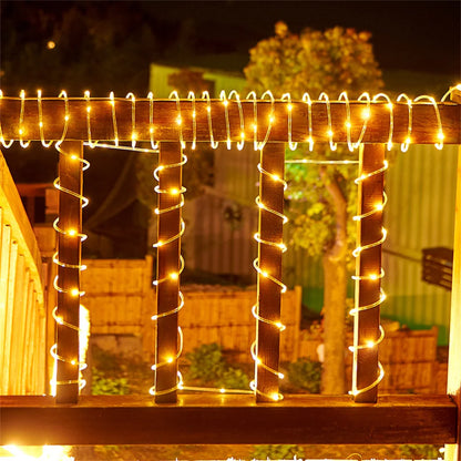 Solar Rope Light 8 Modes Rope String Light Outdoor Tube Fairy Light Waterproof Christmas Garland Light For Garden Patio Decor