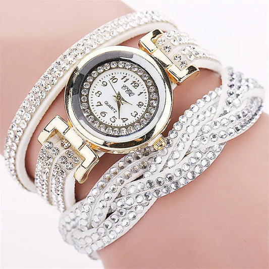 Women Fashion Long Strap Leather Watch Ladies Casual Rhinestone Dress Watch Female lBracelet Wristwatch Relogio Feminino Clock