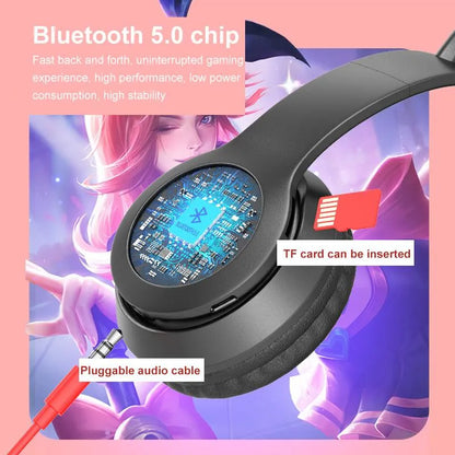 P47 Wireless Headphone Cat Ear With Mic Bluetooth Earphone Stereo Bass Helmets Children Girl Gift Earbuds PC Phone Headset Gamer