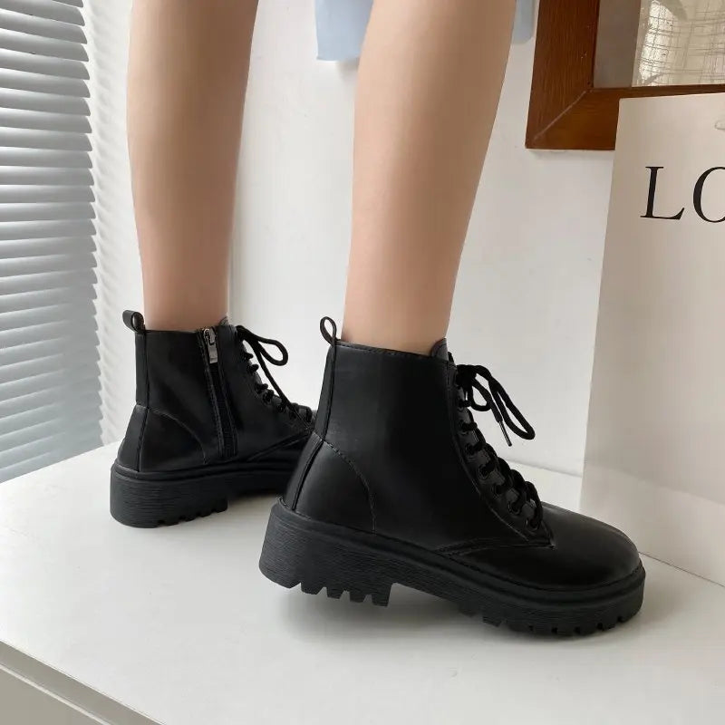 Platform Women Boot 2023 Autumn Winter New Fashion Classic Short Boot Handsome Ankle Boot Work Clothes Shoe Botas Mujer