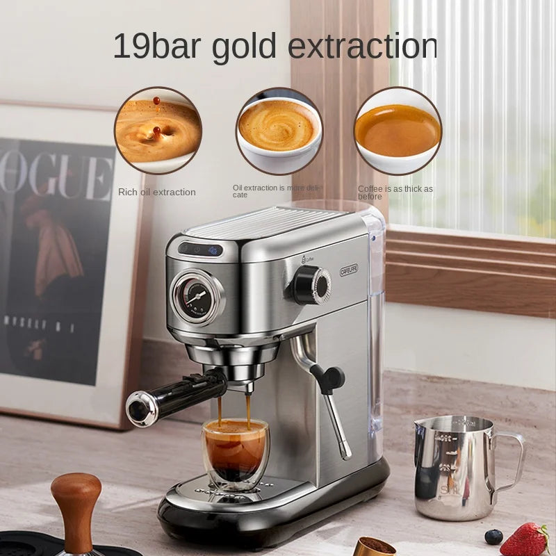 Italian Espresso Machine, Household Small Semi-automatic Milking Foam Pump Press Coffee Machine