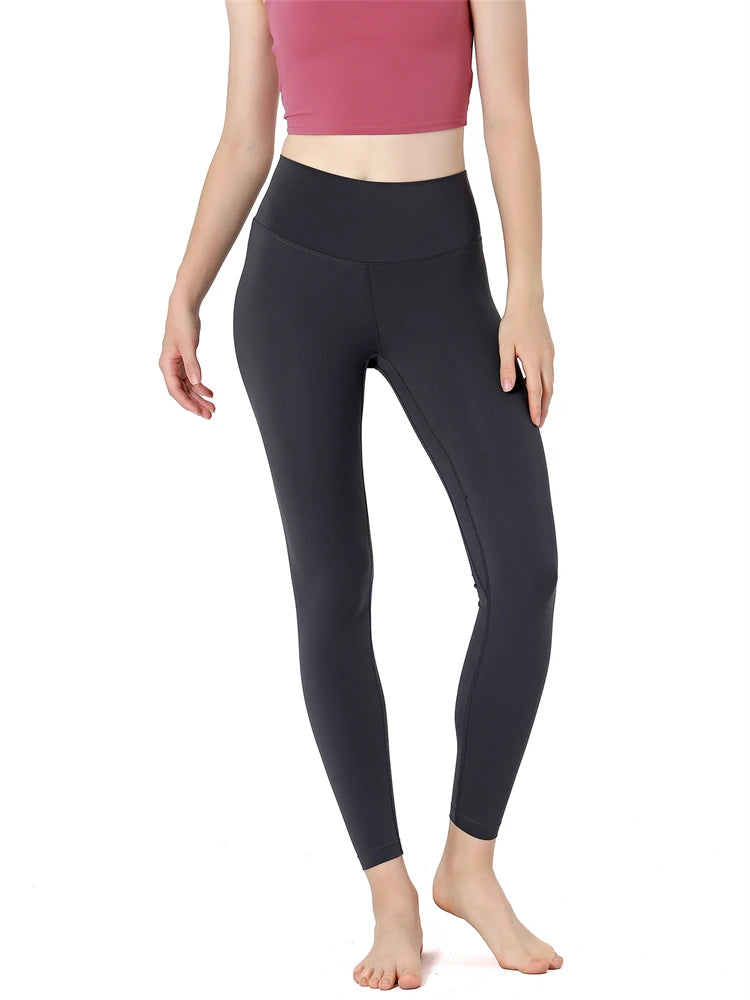 Seamless High Waist Leggings for Women Ankle-Length Pant Solid Yoga Tights Tight Hip Lifting Squat Proof Elastic Naked Feel Pant