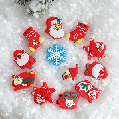 5pcs Christmas LED Luminous Ring Brooch Glowing Santa Claus Snowmen Christmas Party Decorations Kids New Year Navidad Gifts