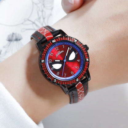 Disney Spider man Children Watches for Boys Leather Quartz Kids WristWatch School Student Clock Gifts relogio infantil montre