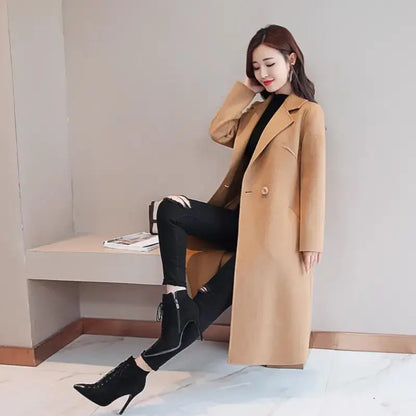 2022 Autumn Winter New Fashion Wool Coat Women Luxury Brand Long Loose Double Breasted Very Warm Wool Coat Elegant Plus Size 3XL