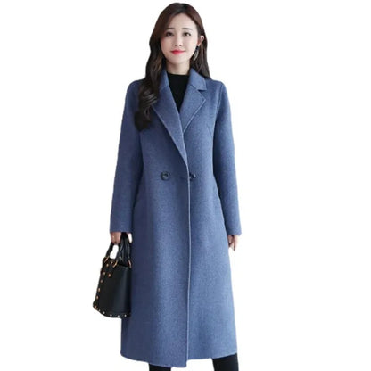 2022 Autumn Winter New Fashion Wool Coat Women Luxury Brand Long Loose Double Breasted Very Warm Wool Coat Elegant Plus Size 3XL