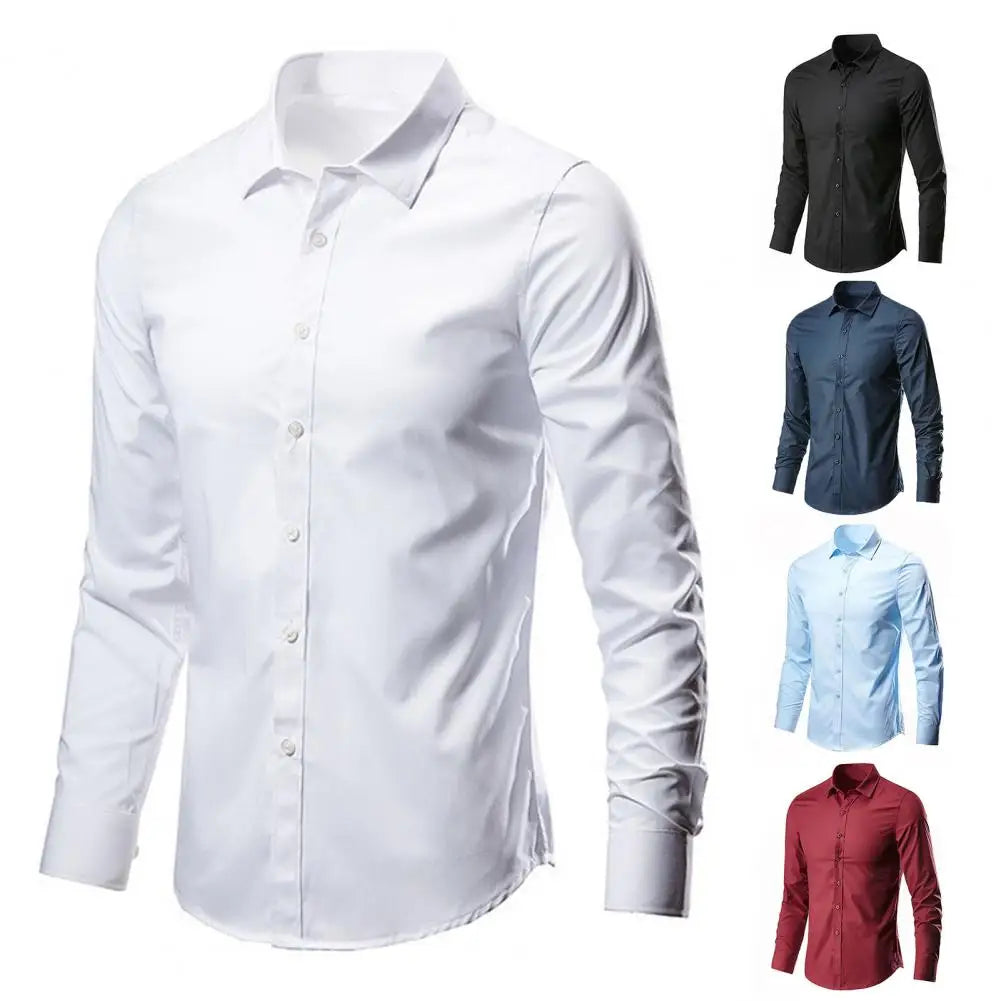 Shirt Button Slim Fit Dress-up Casual Lapel Men Spring Shirt   Men Spring Shirt  for Work