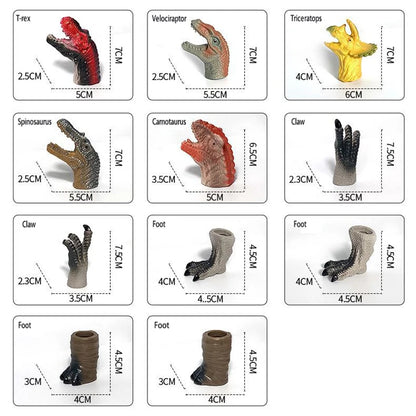 5pcs Finger Dinosaur Puppet Toys Battle Role Play Toy Velociraptor Mini Hand Animal Model Doll Soft Rubber Gloves Gifts for Boys