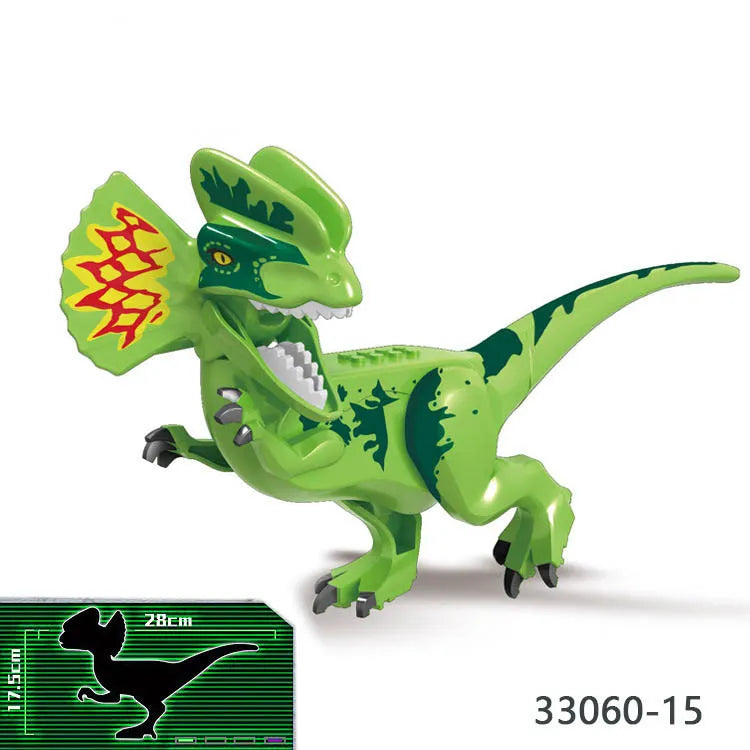 1Pc Big Jurassic Dinosaur Mini T-Rex Carnotaurus Baryonyx Stygimoloch Velociraptor Ankylosaurus Building Brick Toy For Children