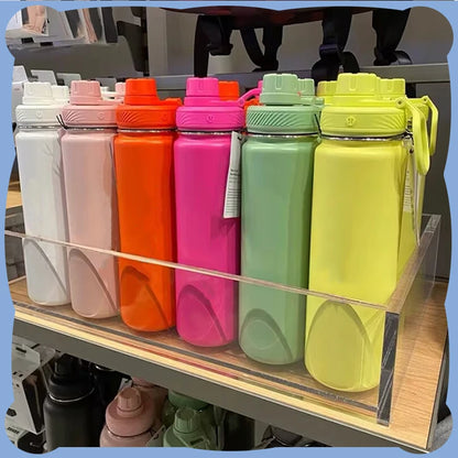 710ml Lulu Insulated Water Cup Sports Stainless Steel Pure Warm Cup Vacuum Portable Leakproof Outdoor Bottle Water Warm Bottles