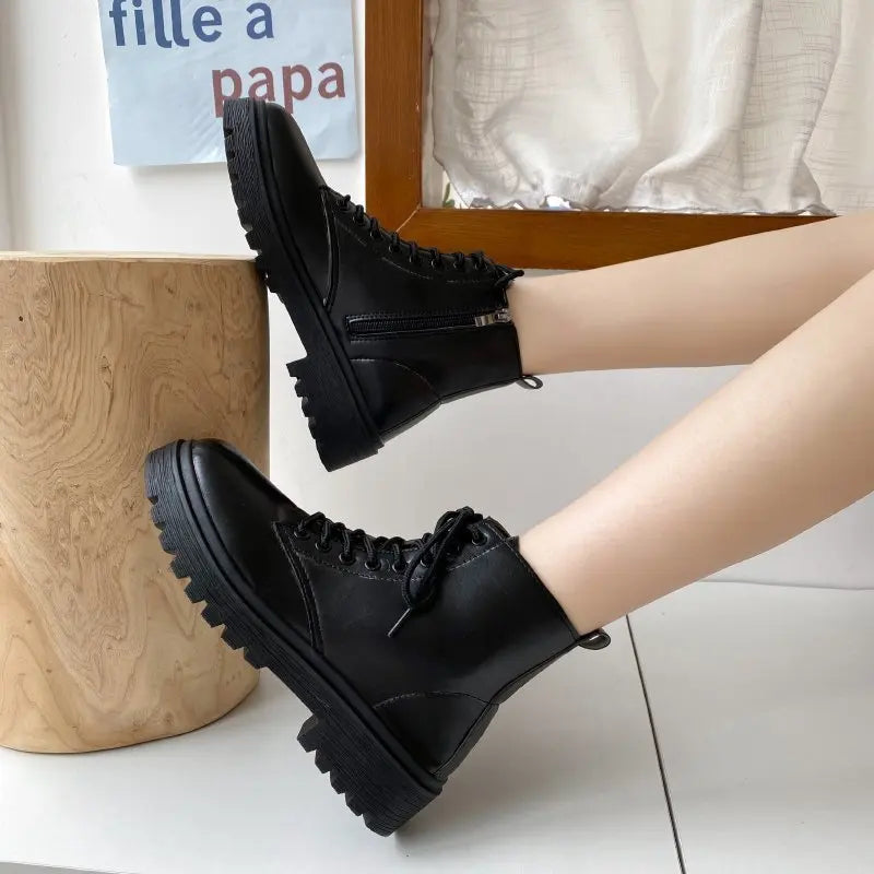 Platform Women Boot 2023 Autumn Winter New Fashion Classic Short Boot Handsome Ankle Boot Work Clothes Shoe Botas Mujer