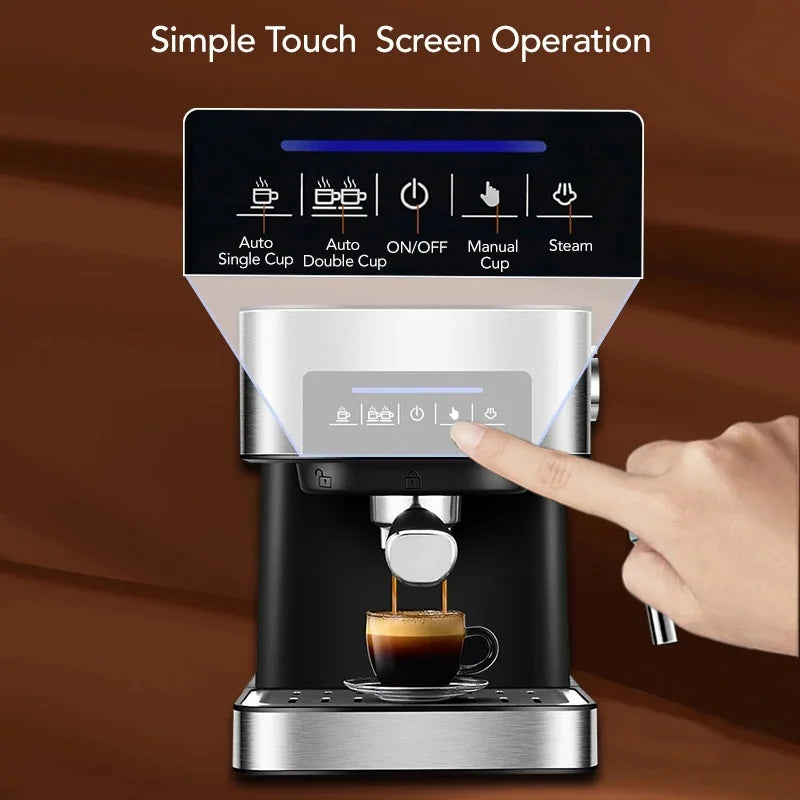 20 Bar Espresso Coffee Machine Maker Semi-Automatic Pump With Cappuccino Milk Bubble Maker Italian Coffee Maker