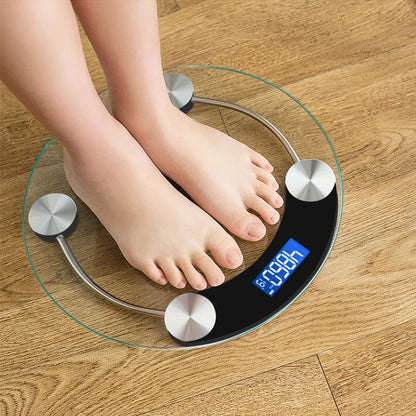 Transparent Round Digital Scale Body Weight Scale Floor Electronic Scales Smart LCD Bathroom Scales Balança 180KG Weighing Scale