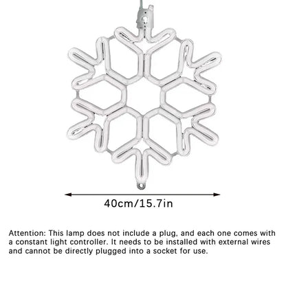 40CM Large Snowflake String Light Outdoor Snowflake Led Hanging Lamp Backyard Patio Christmas Tree Wedding Decor Fairy Garland