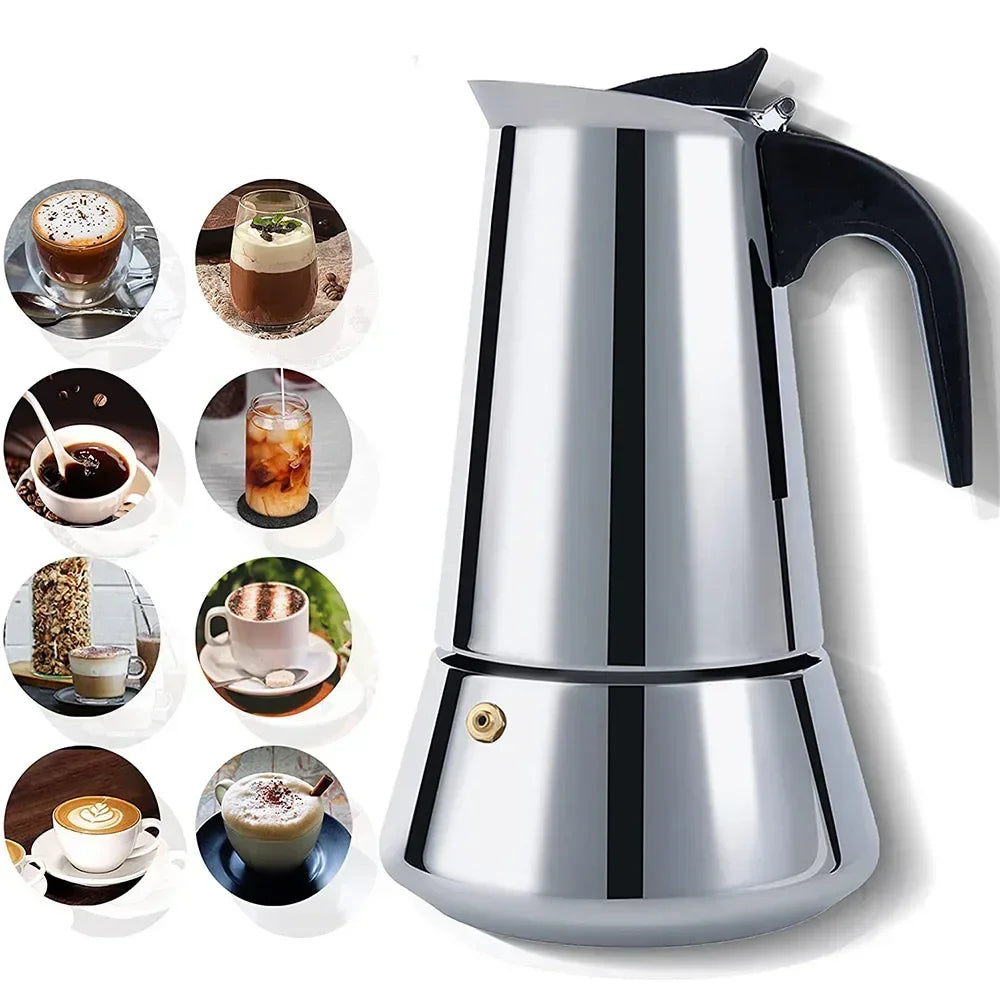 600ml Mocha Espresso Latte Stovetop Filter Stainless Steel Coffee Pot for Barista Moka Coffee Maker Coffee Maker Pot Coffee Pot