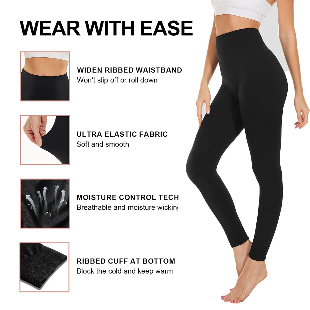 Women Winter Leggings Warm Leggins High Waist Tummy Control Body Shaper Walking Skiing Pants Stretchy Black Women Leggings