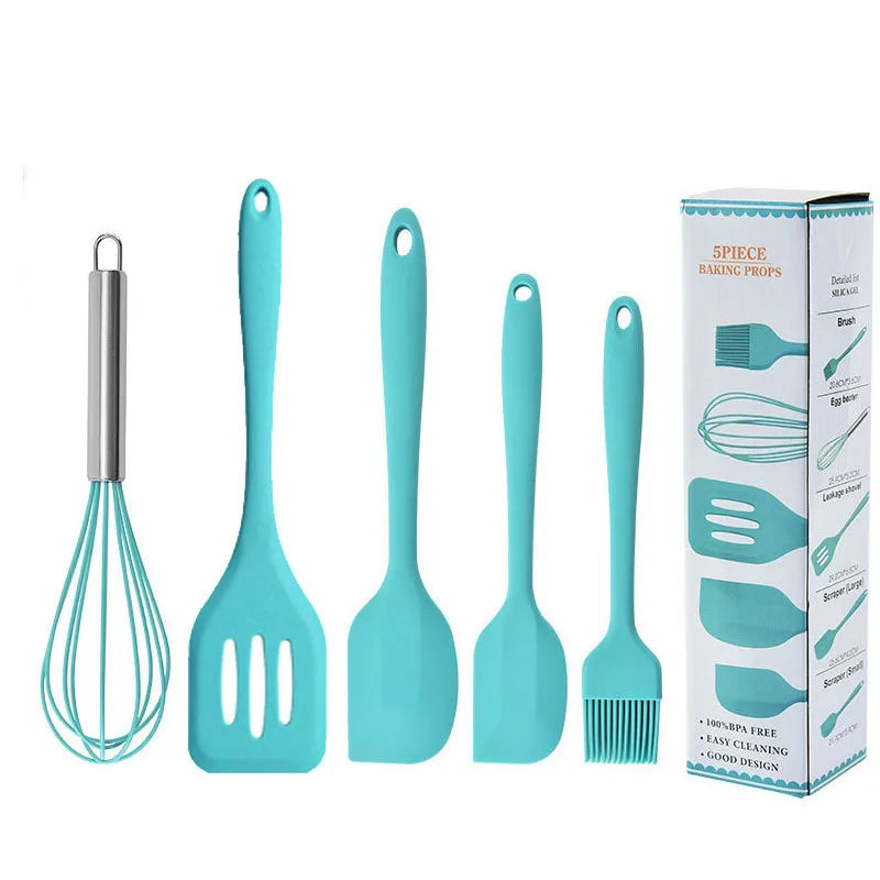 5pc Silicone Kitchen Utensils Kitchenware Cookware Sets Silicone Spatula Shovel Whisk Kitchen Tools Cooking Kitchen Accessories